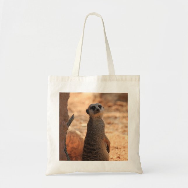 Peek-a-Boo Meerkat Tote Bag, Zoo Babies (Front)