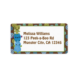 Peek a Boo MONSTERS Address Label PABC envelope
