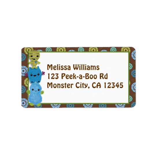 Peek a Boo MONSTERS Address Label PABC envelope