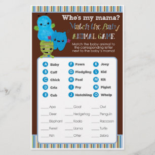 Peek a Boo Monsters Baby Shower Game Animal Match