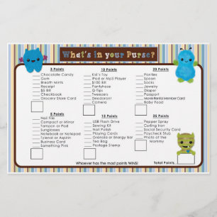 Peek a Boo Monsters Baby Shower Purse Hunt Game