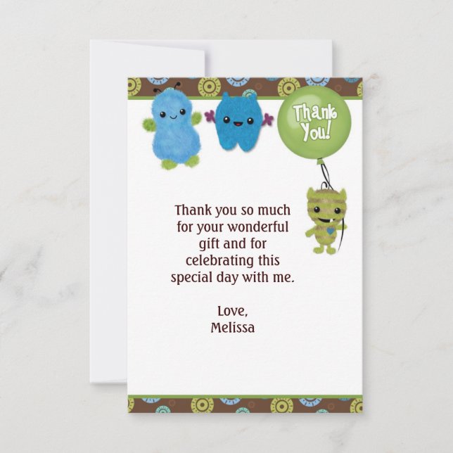 Peek a Boo MONSTERS Thank You 3.5"x5" PABC (FLAT) (Front)