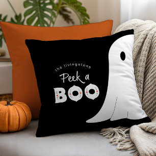 Peek a Boo Personalized Ghost Halloween Throw Pillow