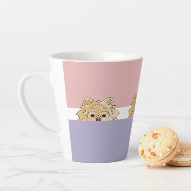 "Peek a Boo" Pomeranian Dog | Latte Mug (In Situ)