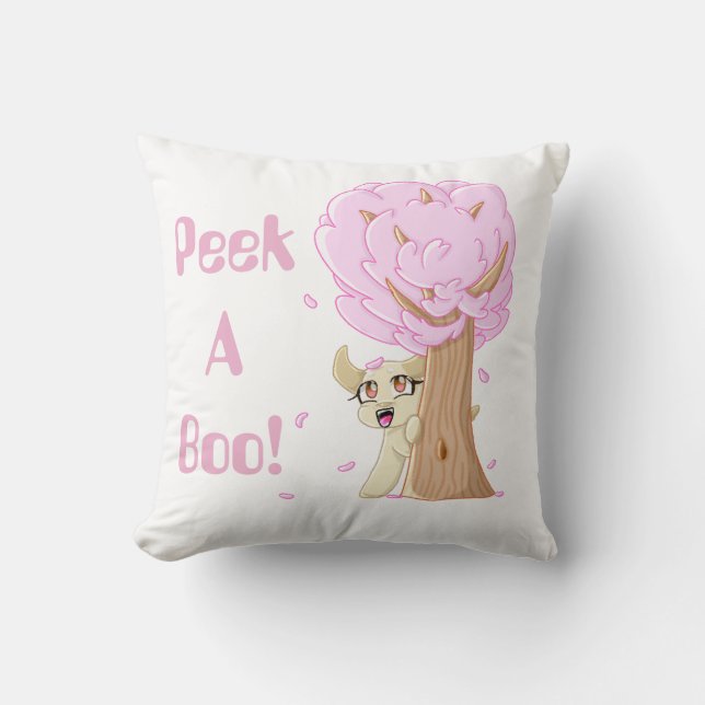 Peek-A-Boo Puppy Pillow! Throw Pillow (Front)