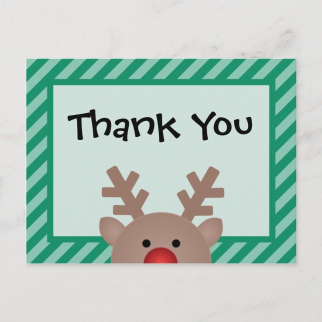 Peek A Boo Reindeer Holiday Thank You Postcard (Front)
