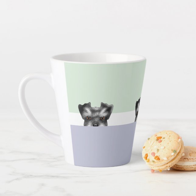 "Peek a Boo" Schnauzer Dog | Latte Mug (In Situ)
