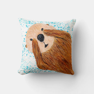 Peek a boo Sea Otter Throw Pillow
