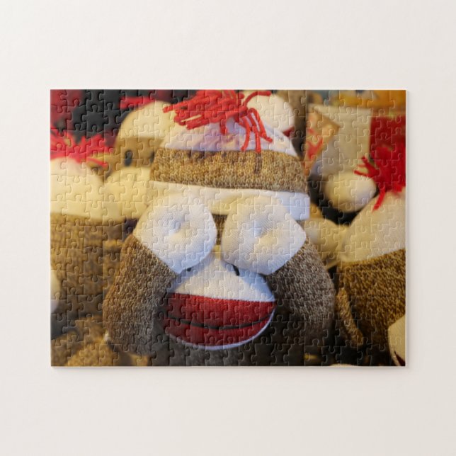 Peek-a-boo Sock Monkey Jigsaw Puzzle (Horizontal)