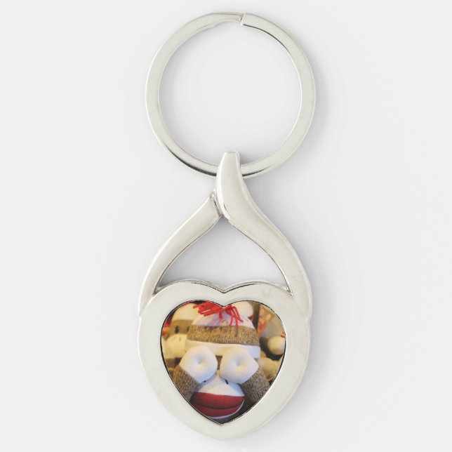 Peek-a-boo Sock Monkey Keychain (Front)