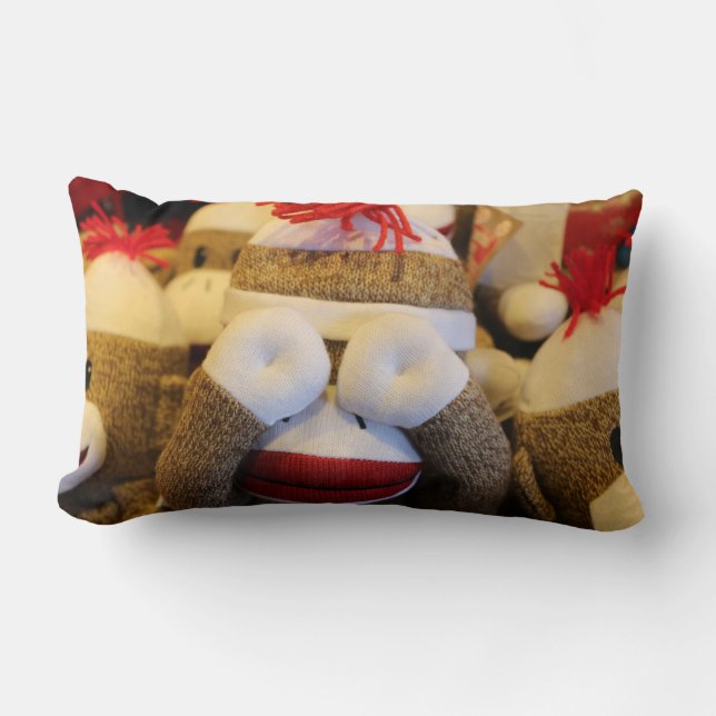 Peek-a-boo Sock Monkey Lumbar Pillow (Front)