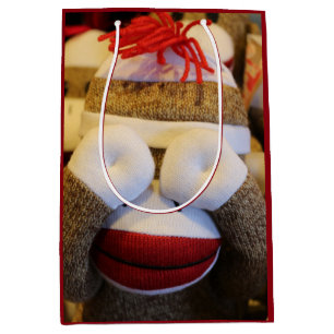 Peek-a-boo Sock Monkey Medium Gift Bag