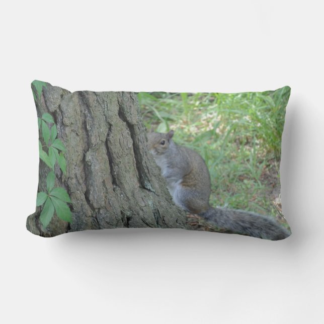 Peek A Boo Squirrel - Lumbar Pillow (Front)