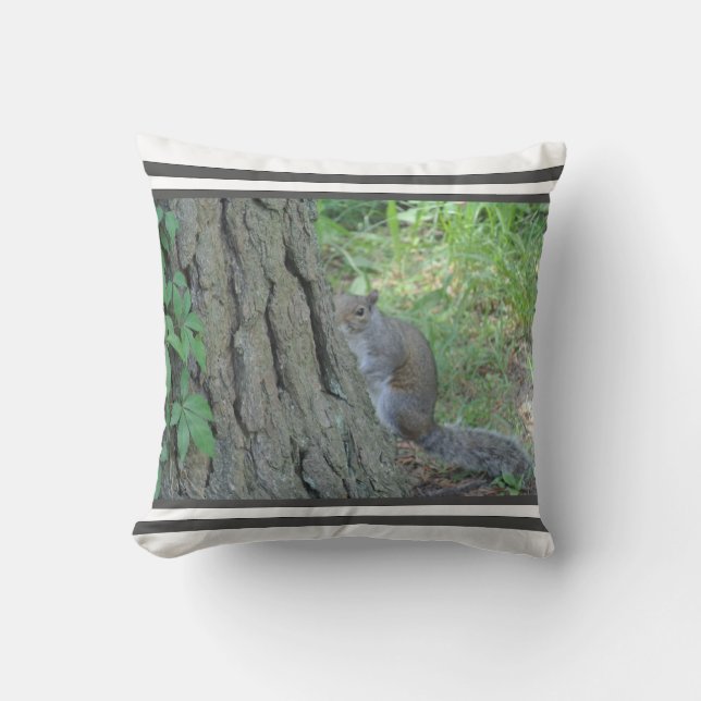 Peek A Boo Squirrel - Throw Pillow (Front)