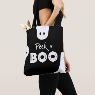 Peek A Boo Stylish Ghosts Halloween Tote Bag