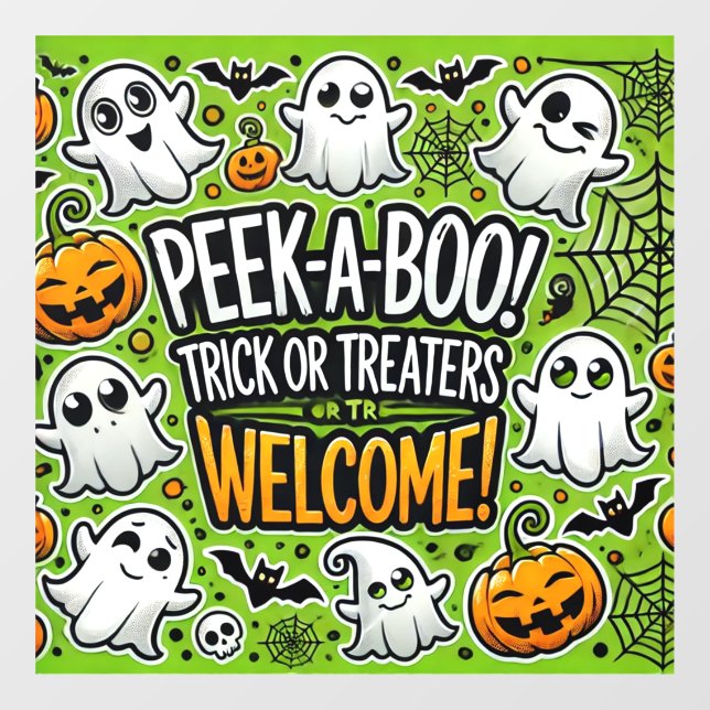 Peek-a-Boo Trick or Treaters Welcome Halloween Window Cling (Sheet)
