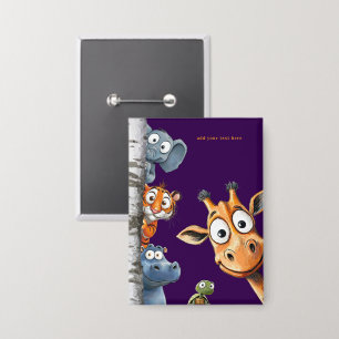 Peek-a-Boo Zoo Animals Kids Birthday Party Button