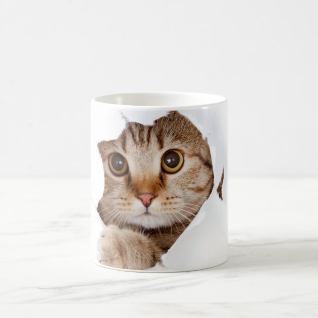 Peek-a-Mew - Adorable Cat Face Coffee Mug (Center)