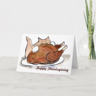 Peek-a-turkey - kitten's new game holiday card