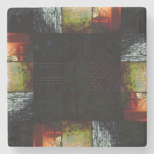 Peek Abstract Glitch Art Digital Distortion Grid Stone Coaster