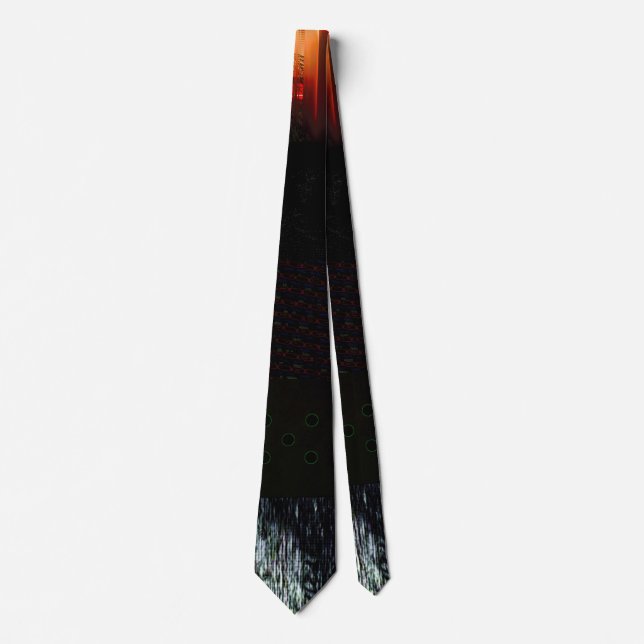 Peek Abstract Glitch Art Digital Distortion Grid Tie (Front)
