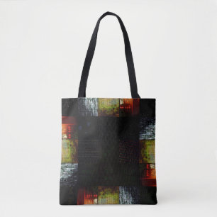 Peek Abstract Glitch Art Digital Distortion Grid Tote Bag