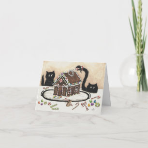 Peek & Boo Black Cat Christmas Card by Bihrle