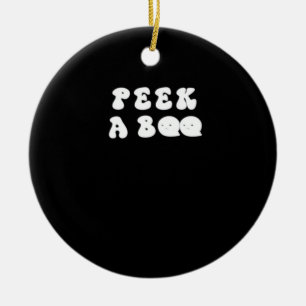 Peekabo Funny Halloween Ceramic Ornament