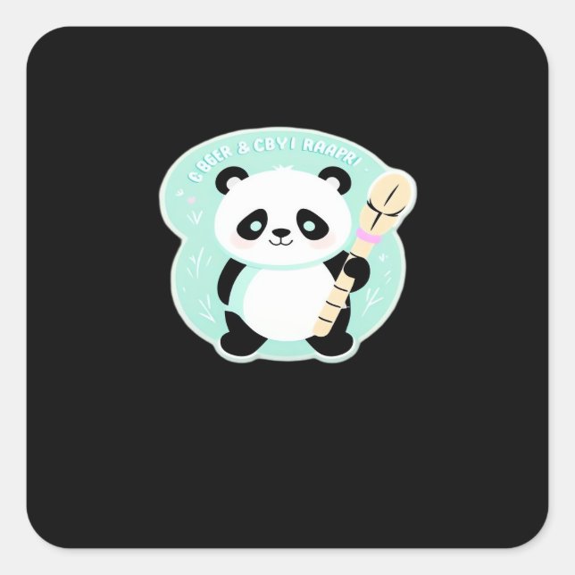 Peekabo Panda Square Sticker (Front)