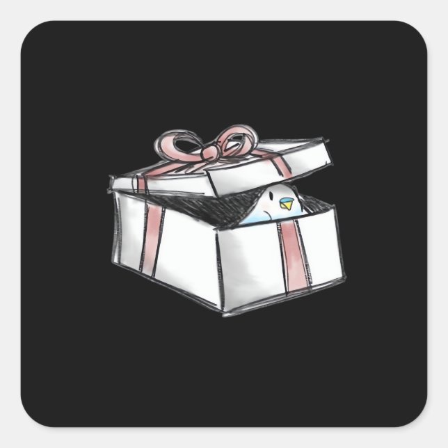 Peekabo Present Square Sticker (Front)