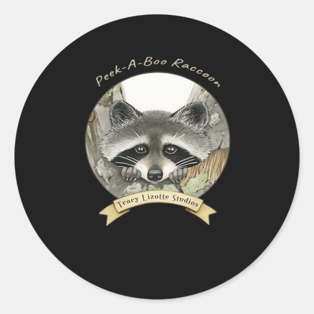 Peekabo Raccoon Classic Round Sticker (Front)