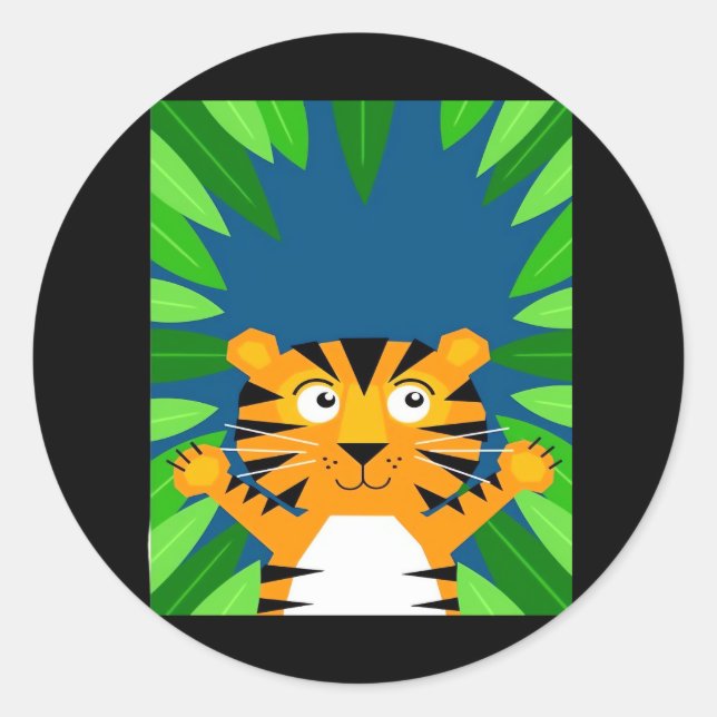 Peekabo Tiger Classic Round Sticker (Front)