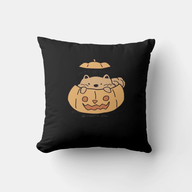 Peekaboo Autumn Vibes Throw Pillow (Front)