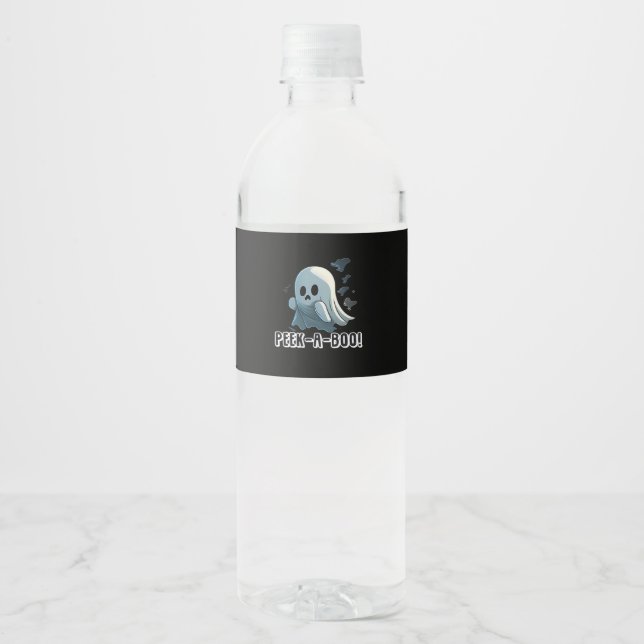 Peekaboo Basic Slogan Water Bottle Label (Front)