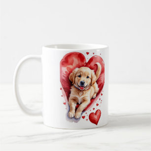 "Peekaboo Beagle Puppy with Heart Flowers - Sweet  Coffee Mug