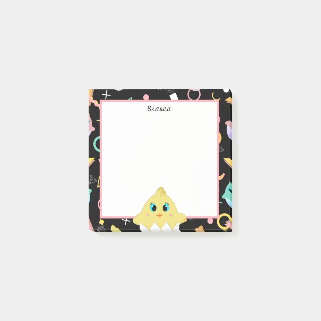 Peekaboo Black Baby Chick Post-it Notes (Front)
