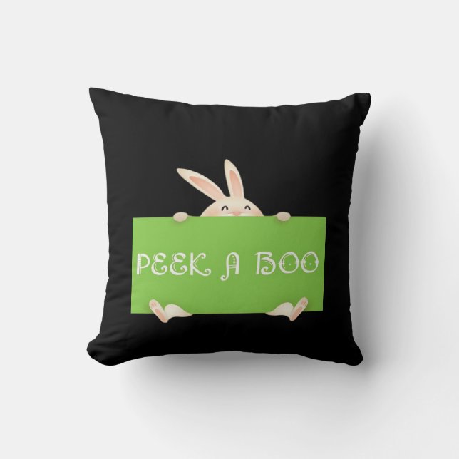 Peekaboo Bunny Throw Pillow (Front)