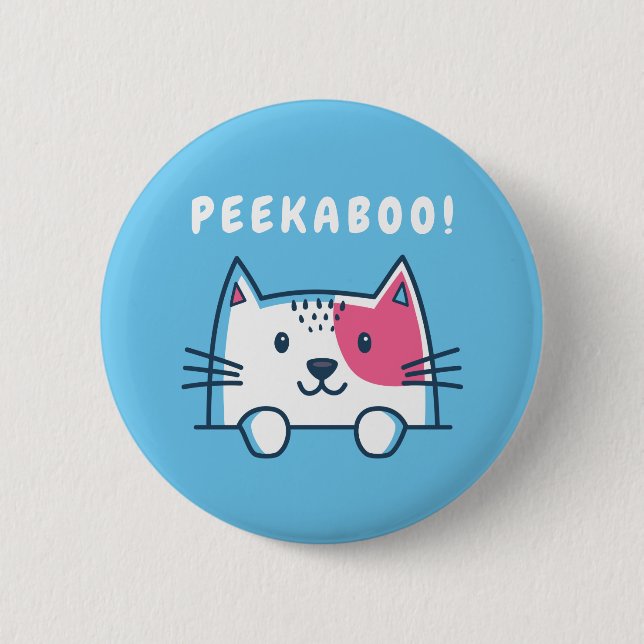 Peekaboo Cat 2 Inch Round Button (Front)