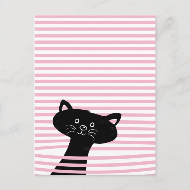 Peekaboo ! Chat noir mignon - Carte postale (Devant)