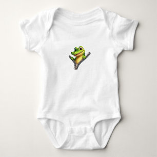 Peekaboo Croc Zipper Design  Baby Bodysuit