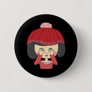 Peekaboo Girl Sloth Design 2 Inch Round Button