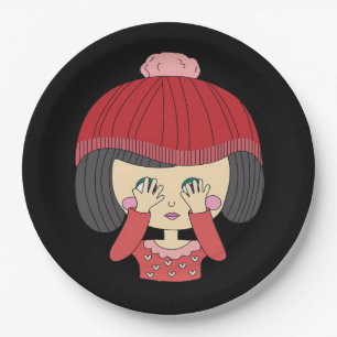 Peekaboo Girl Sloth Design Paper Plate