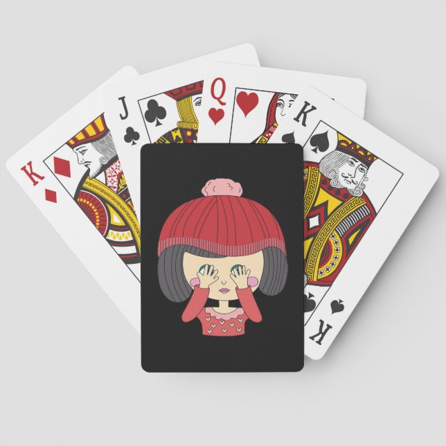 Peekaboo Girl Sloth Design Playing Cards (Back)