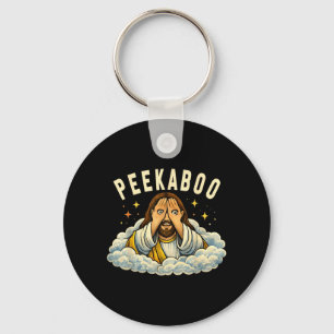 Peekaboo Jesus Funny Christian Quotes Keychain