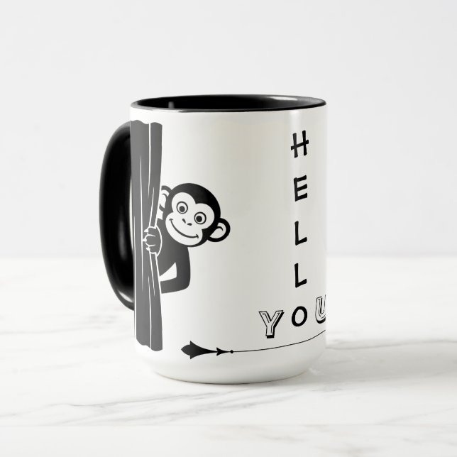 Peekaboo Monkey Funny Mug (Front Left)
