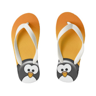 Peekaboo Penguin Orange Kid's Flip Flops