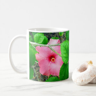 Peekaboo Pink Hibiscus Flower, Coffee Mug