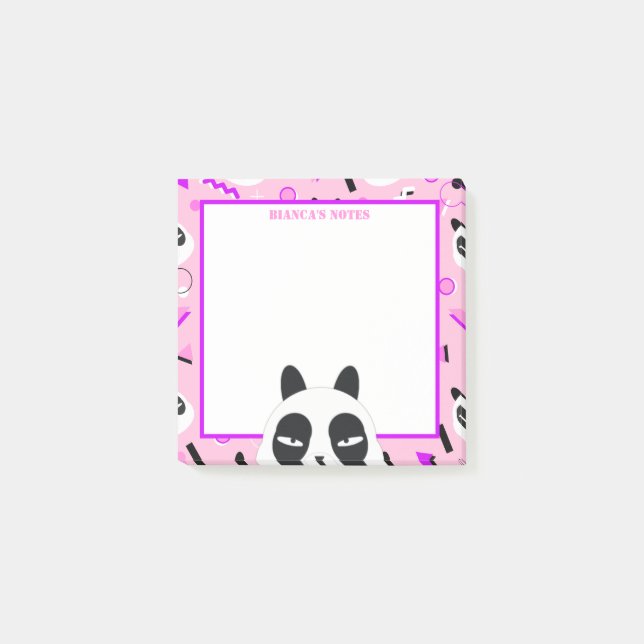 Peekaboo Pink Panda Bear Post-it Notes (Front)