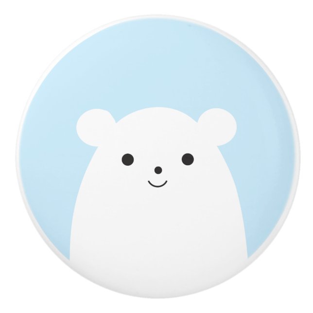 Peekaboo Polar Bear Ceramic Drawer Knob (Front)