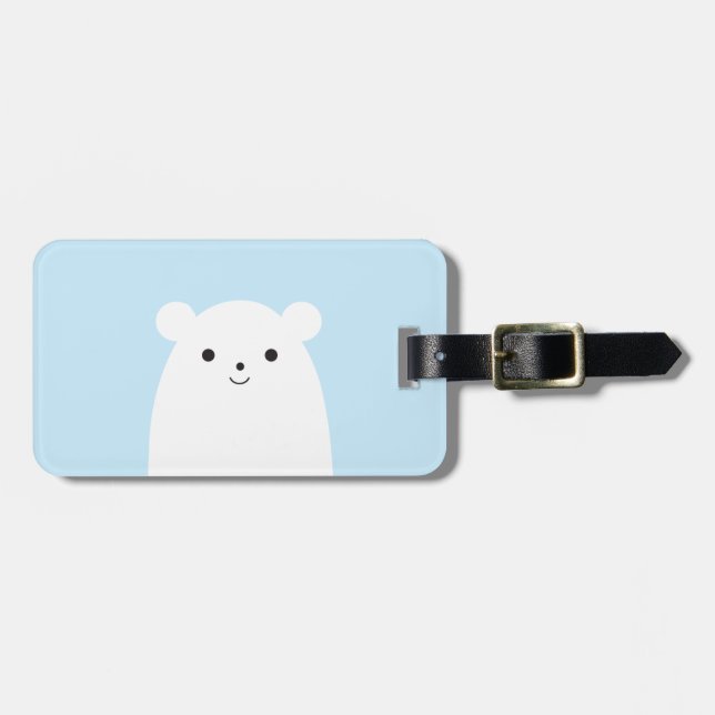 Peekaboo Polar Bear Luggage Tag (Front Horizontal)
